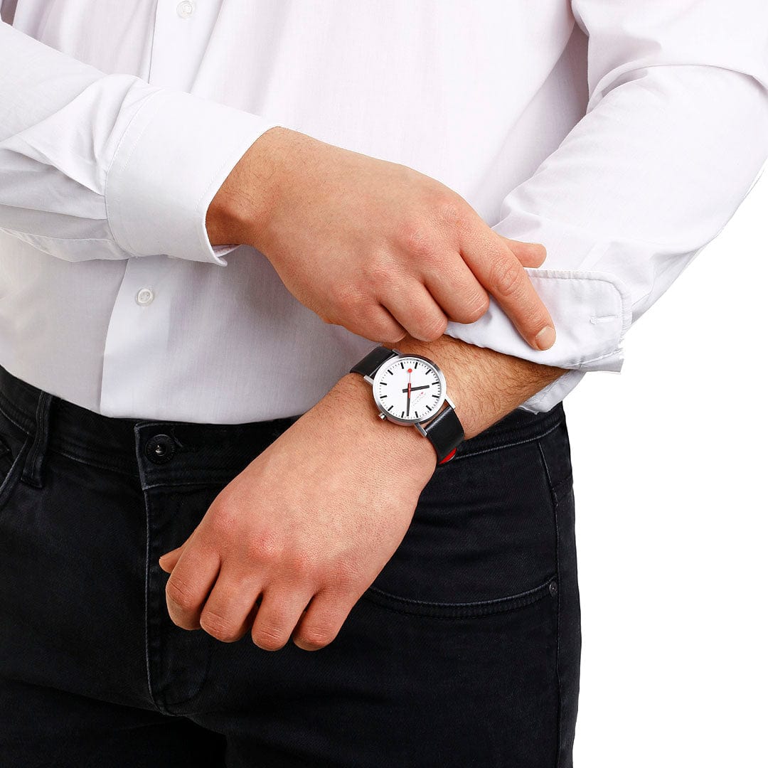 Classic, Brushed Steel, 40 mm, Black Vegan Grape Leather - Image 2