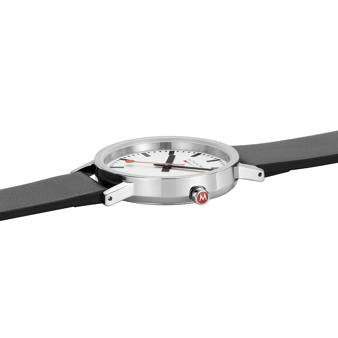 Classic, Polished Steel, 36 mm, Black Vegan Watch - Image 5