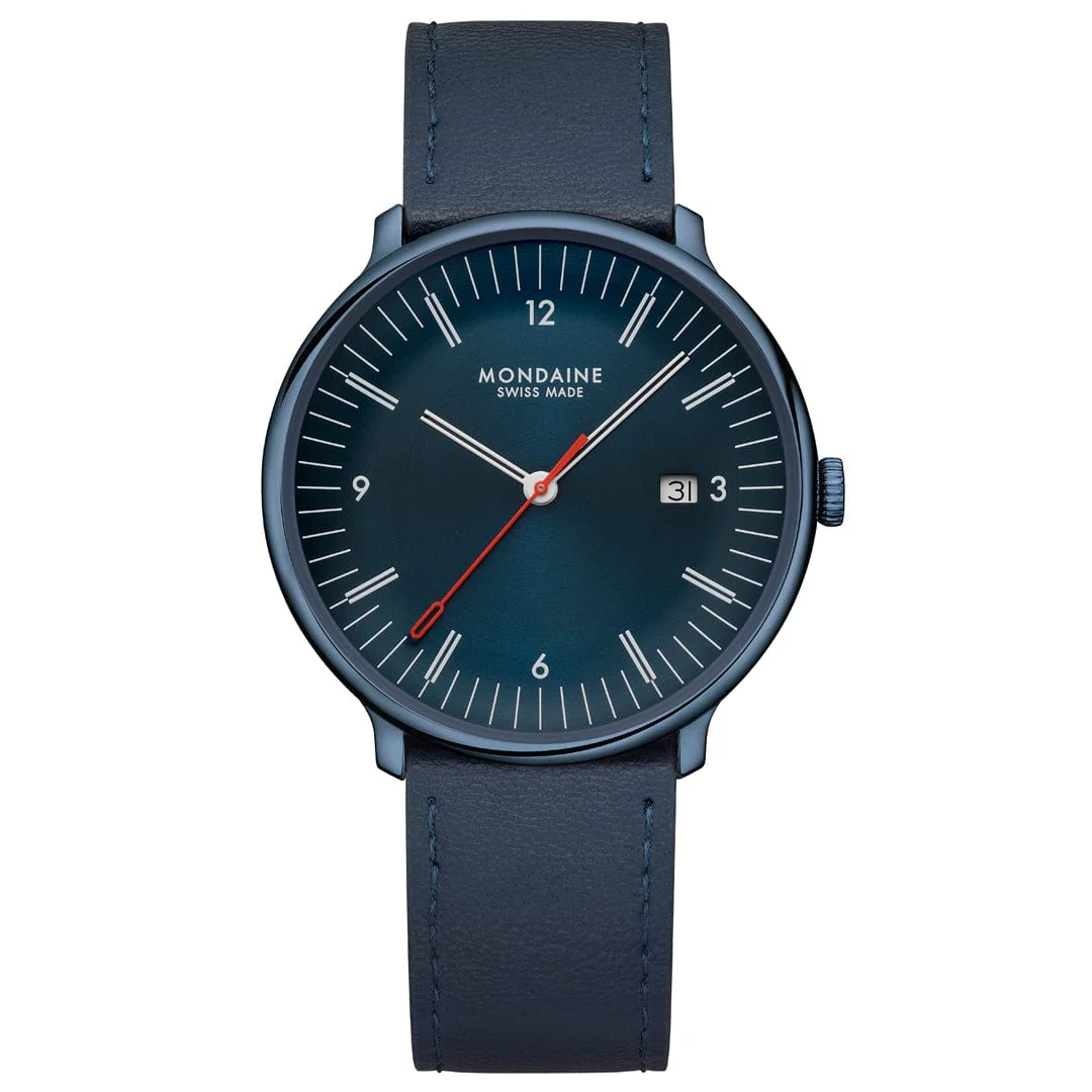Doppio, Polished IP Blue Steel, 41 mm, Blue Vegan Apple Leather