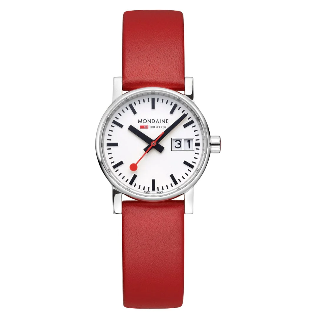 EVO2, Polished Steel, 30 mm, Red Vegan Grape Leather