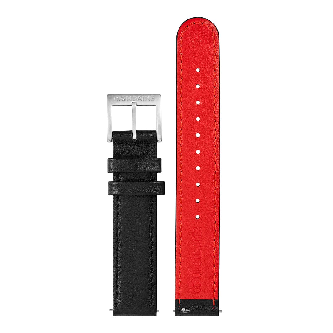 Genuine Leather Watch Strap, 16 mm, Black